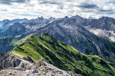 Scenic view of mountains against sky