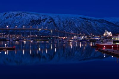 Scenic view of sea against sky at night