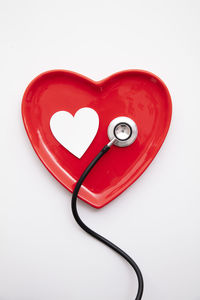 Close-up of stethoscope against white background