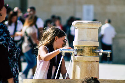 Low angle view of girl playing