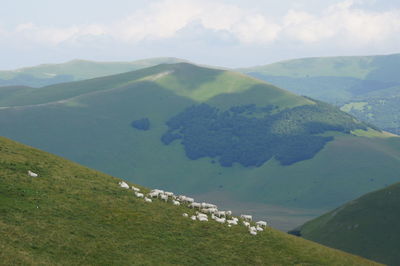 Scenic view of green mountains