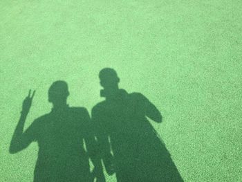 Shadow of people on green leaf