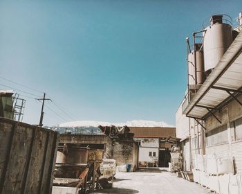 Industrial building against clear blue sky