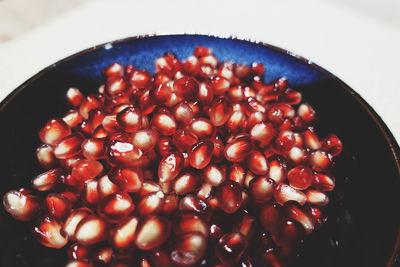 High angle view of cherries in bowl