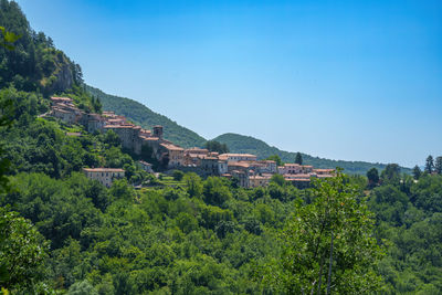 High angle view of townscape against sky