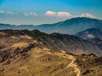 Scenic view of mountains against sky