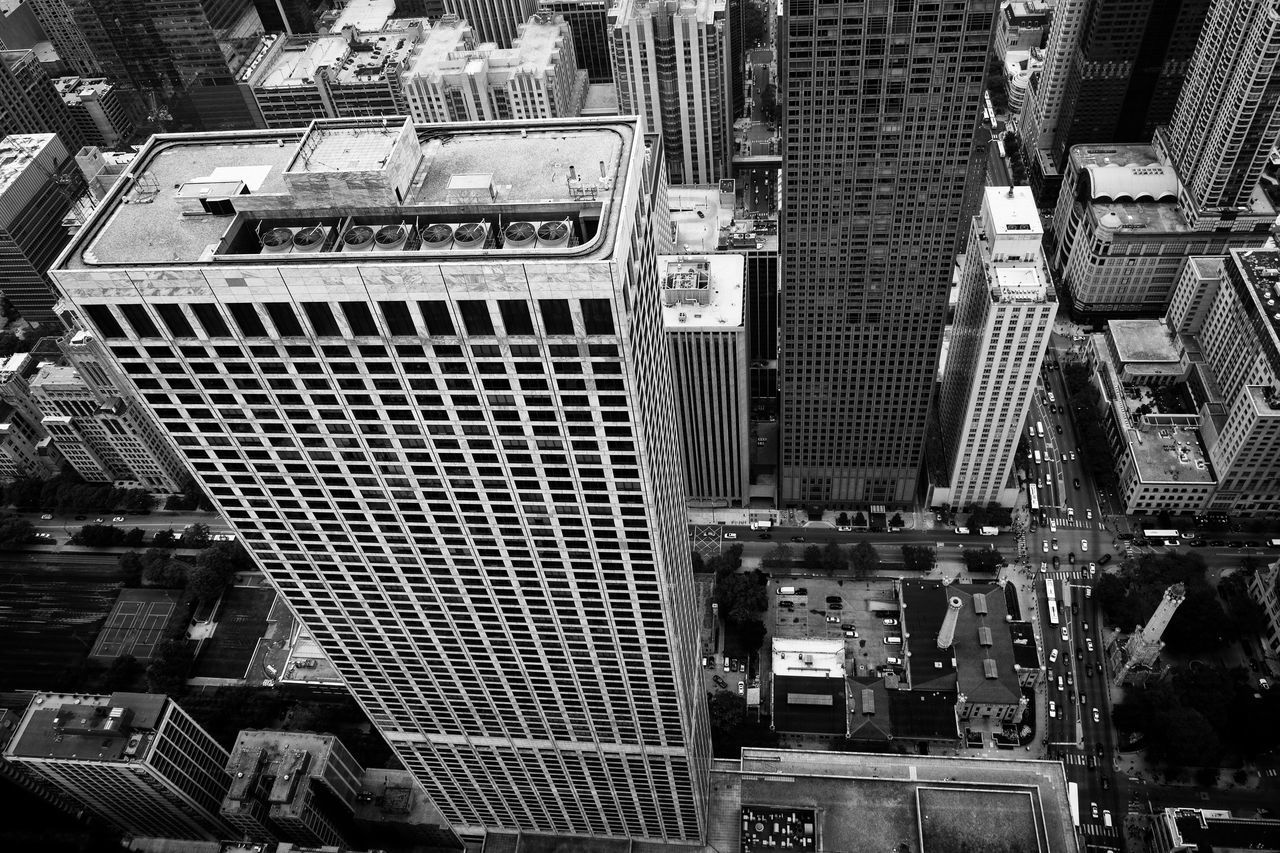 HIGH ANGLE SHOT OF CITYSCAPE