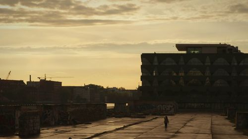 Buildings at sunset