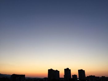 View of city at sunset