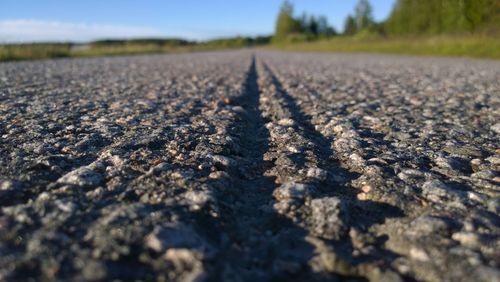 Surface level of road on field