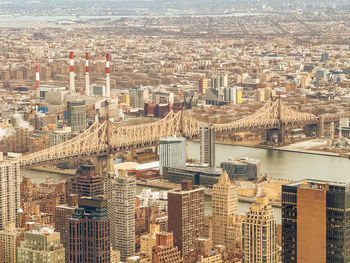 High angle view of buildings in city