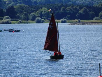 Boat sailing in sea