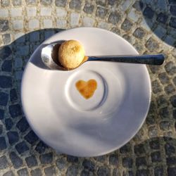 Directly above shot of food in plate on table