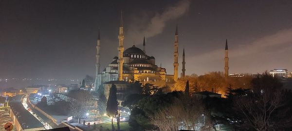 Illuminated santa sofia by night