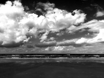 Scenic view of sea against cloudy sky