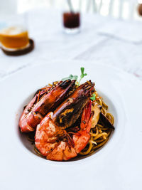 Close-up of food in plate on table