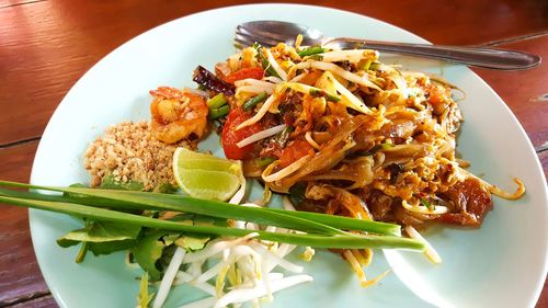 Close-up of food served in plate