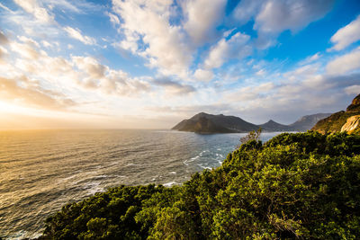 Scenic view of sea against sky during sunset