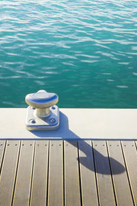 High angle view of swimming pool by sea