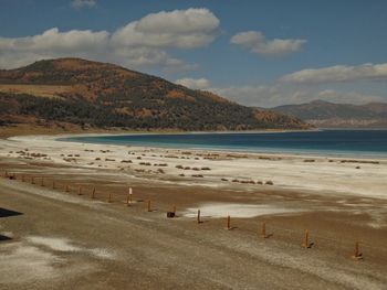 Scenic view of beach against sky