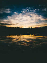 Scenic view of silhouette landscape against sky at sunset