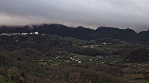 High angle view of landscape against sky