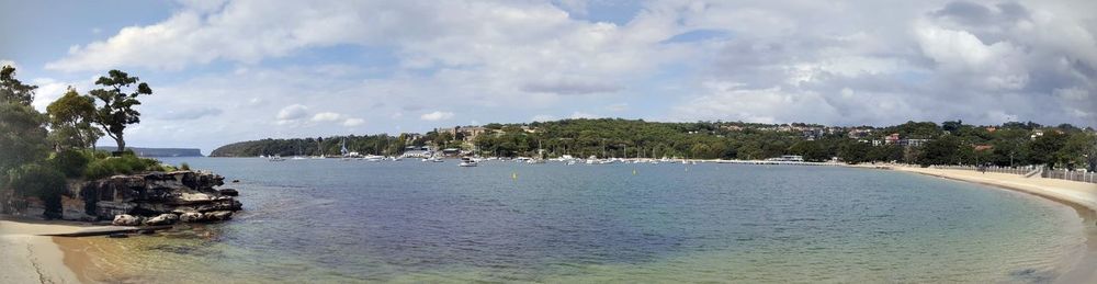Scenic view of sea against cloudy sky