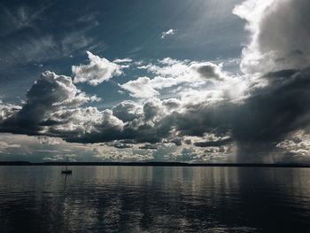 Scenic view of sea against cloudy sky