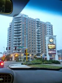 Low angle view of buildings against clear sky