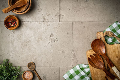 High angle view of food on table