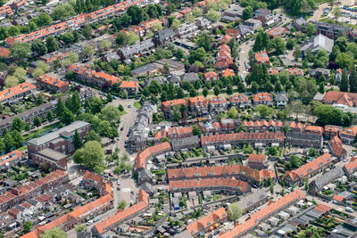 High angle view of buildings in city