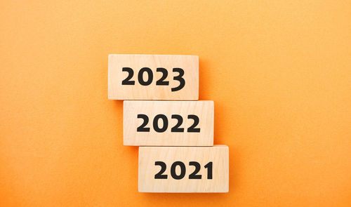 Wooden blocks 2021, 2022, 2023. the concept of the beginning of the new year. new goals.