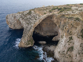 Rock formation in sea