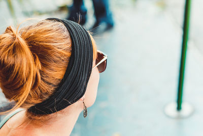 Close-up of woman wearing sunglasses