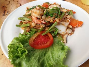 Close-up of meal served in plate