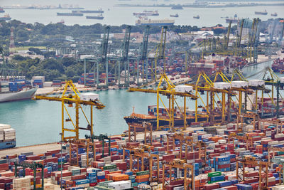 High angle view of commercial dock