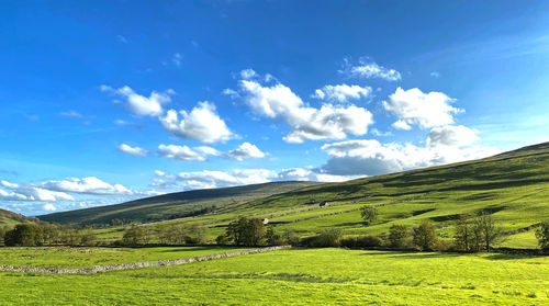 Expansive yorkshire dales landscape, from littondale, with a view toward kettlewell, skipton, uk