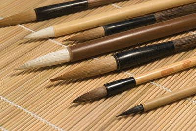 High angle view of pencils