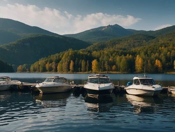 Boats in lake