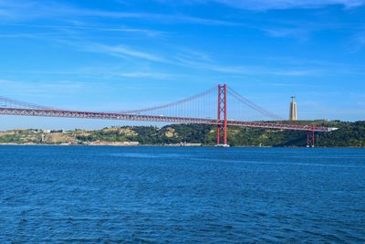 Suspension bridge over river