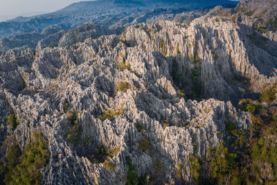 Aerial view of rock formations