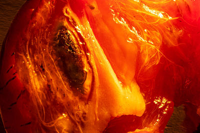 Detail shot of fire in water