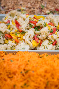 Close-up of chopped vegetables on plate