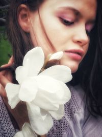 Close-up portrait of a beautiful young woman