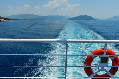 Boat in sea against sky