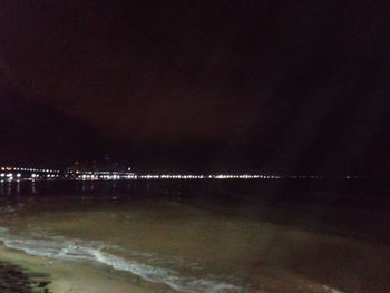 Scenic view of sea against sky at night