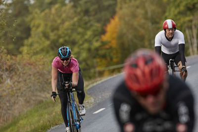 Cyclists on country road