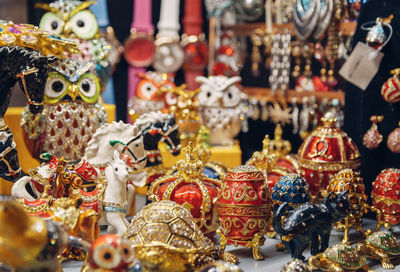 Close-up of christmas decorations for sale