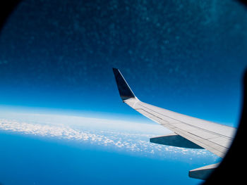 Low angle view of airplane wing