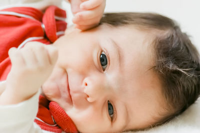 Close-up portrait of cute baby girl